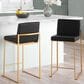 Lumisource Fuji High Back Counter Stool with Black Faux Leather Cushion in Gold (Set of 2), , large