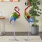 Maple and Jade 2-Piece Tall Textured Rainbow Flamingo Decorative Garden Sculpture Set in Multicolor, , large