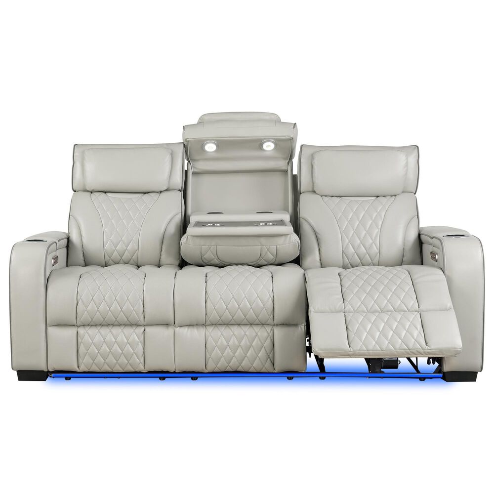 Titanic Furniture All Star Power Reclining Sofa with Power Headrest in Gray, , large