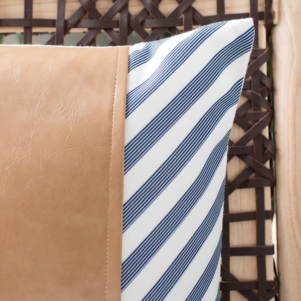 Safavieh Endra 18&quot; Pillow in Navy and White, , large