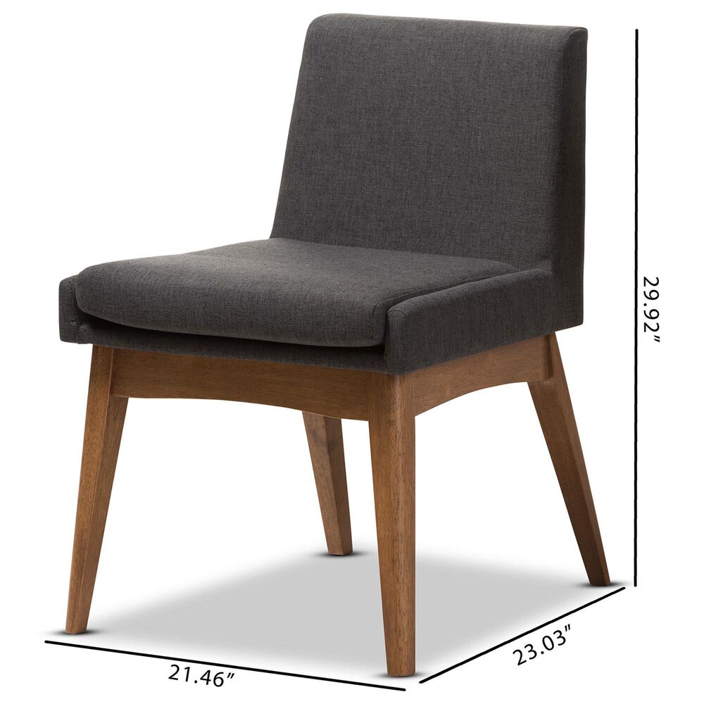 Baxton Studio Nexus Side Chair with Dark Grey Cushion in Walnut Brown (Set of 2), , large