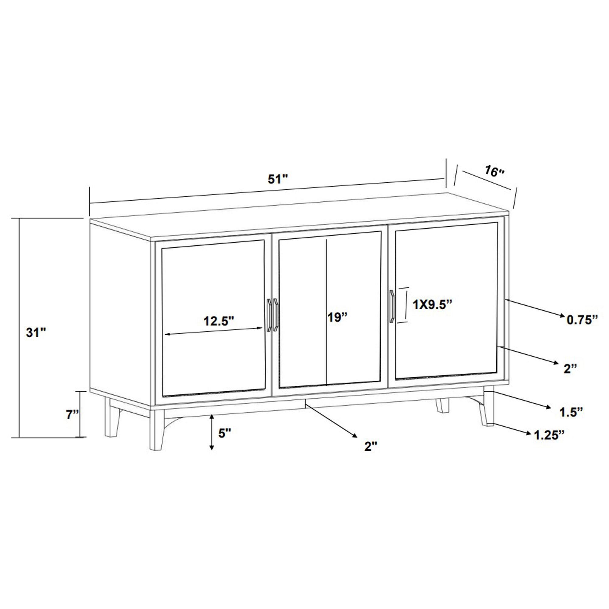 Linon Home Decor Janie 3-Door Cabinet in Natural