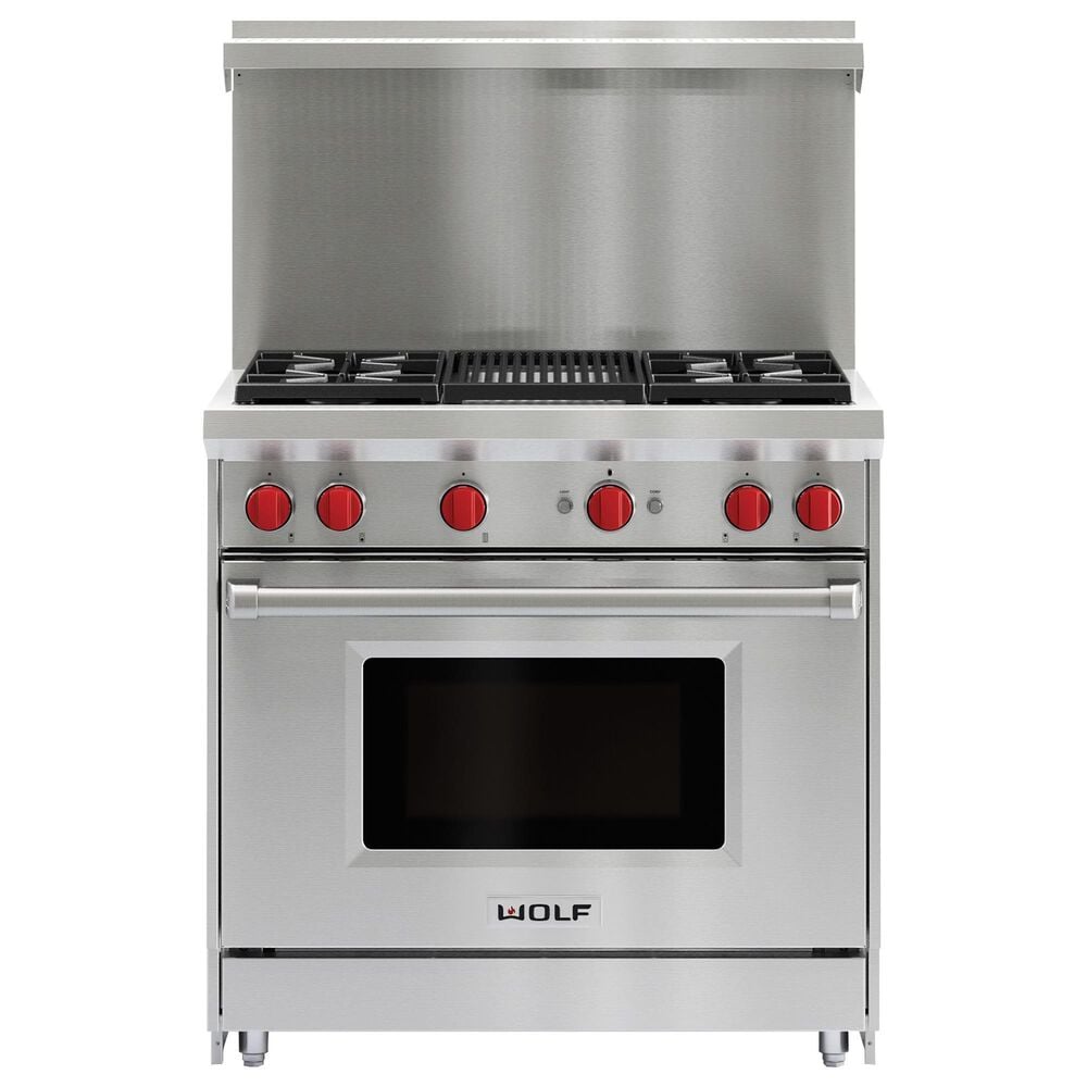 Wolf 20" Gas Range Riser with Shelf Stainless Steel, , large