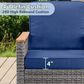 Sunwell Garden 32"H 3-Seater Outdoor Sofa with Acacia Wood Armrests and Navy Cushions in Gray, , large