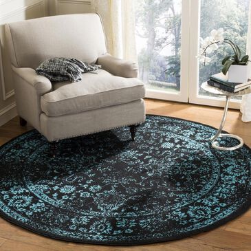 Safavieh Adirondack ADR109K 6" Round Black and Teal Area Rug, , large