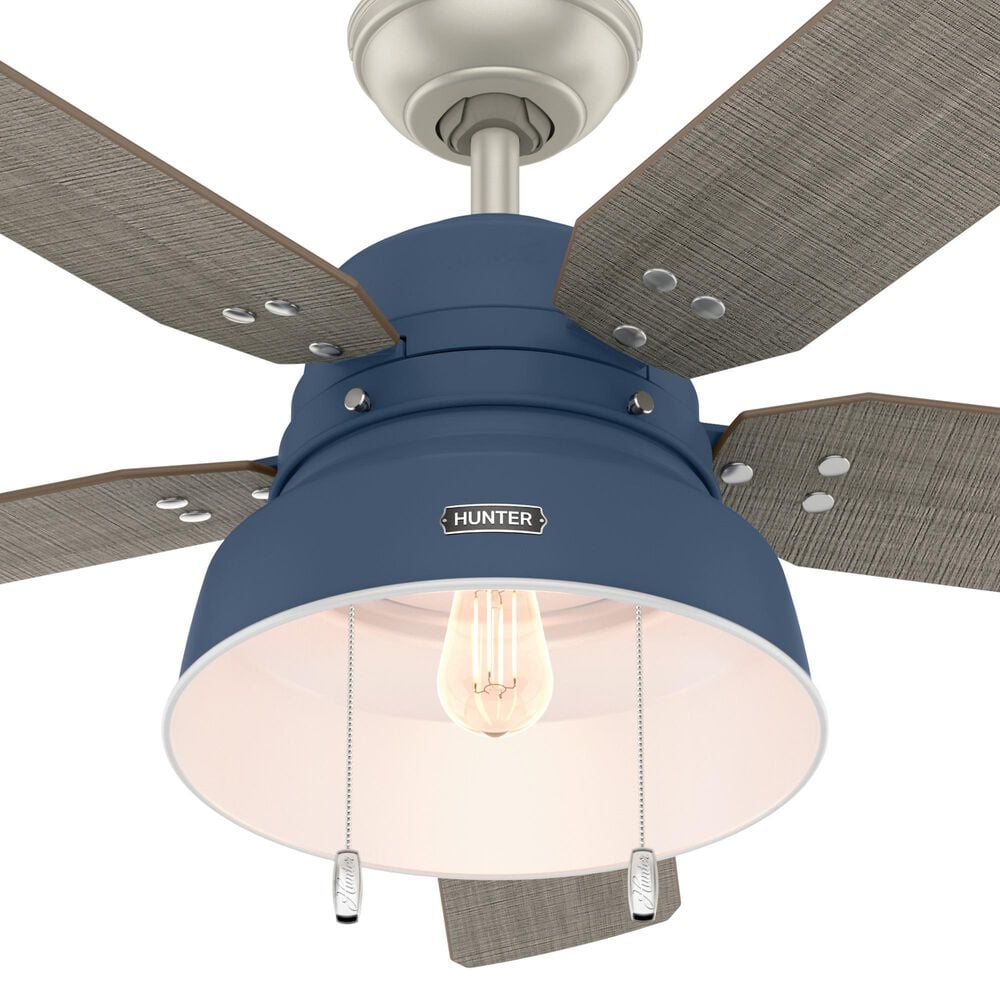 Hunter Mill Valley 52&quot; Outdoor Ceiling Fan with Light in Indigo Blue, , large