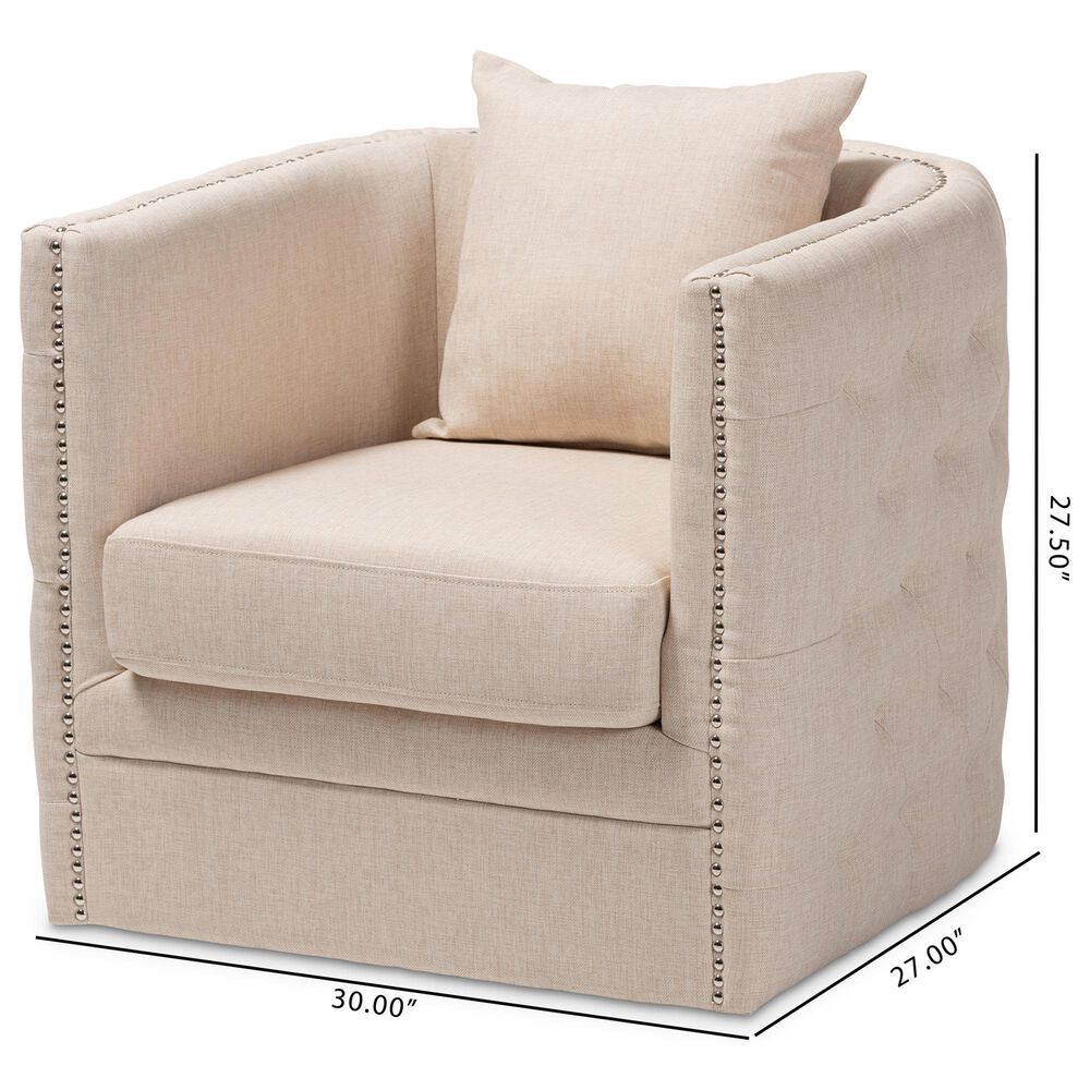 Baxton Studio Micah Swivel Chair in Beige, , large