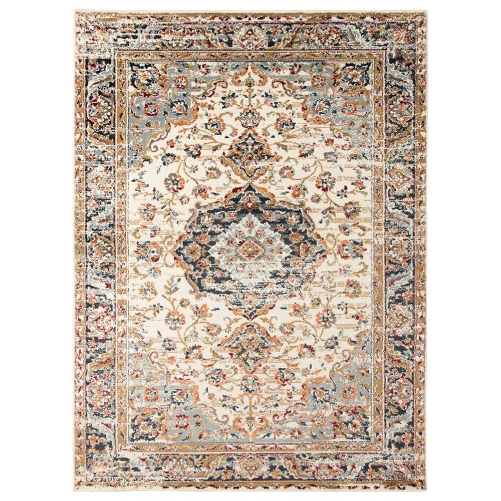Amer Rugs Allure 8"9" x 11"9" Ivory and Navy Blue Area Rug, , large
