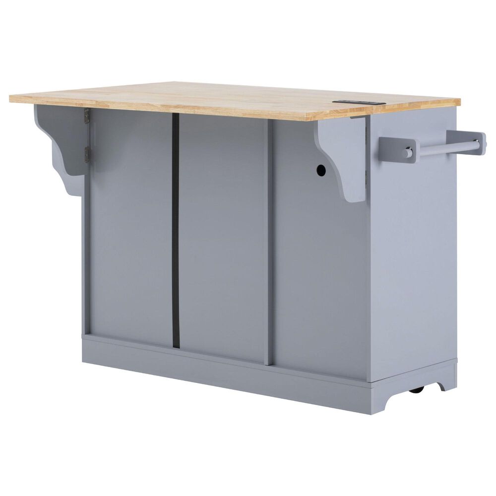 HOMLUX 59" Kitchen Island with 2 Pull Out Cabinet Organizers in Grey, , large