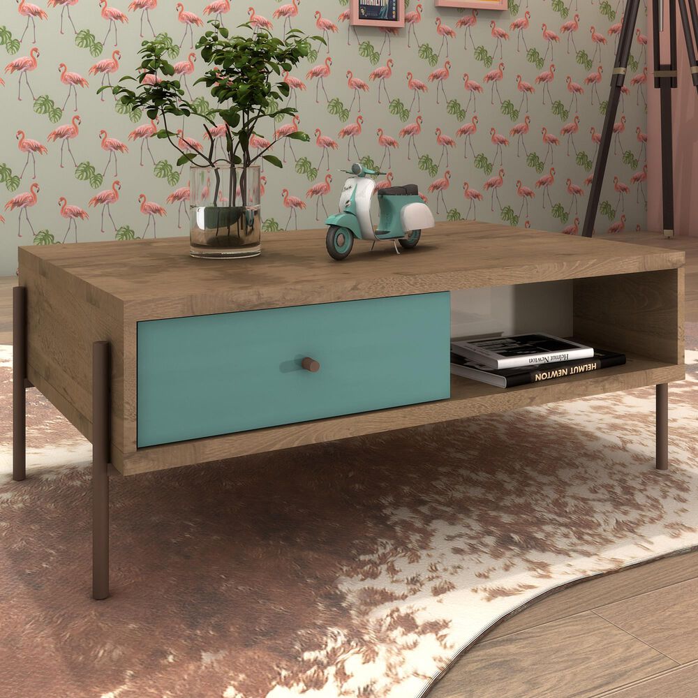 Dayton Joy 2-Drawer Coffee Table in Blue, , large