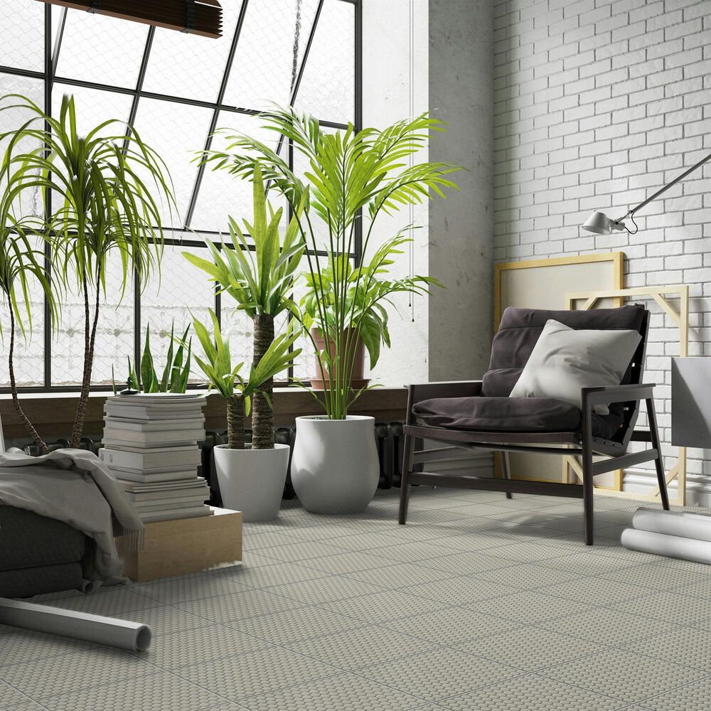 Emser Savvy Oat 1" x 1" Round on 11" x 12" Glazed Porcelain Mosaic Sheet, , large