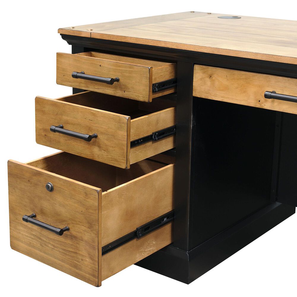 Wycliff Bay Toulouse Double Pedestal Desk in Aged Ebony and Honey, , large