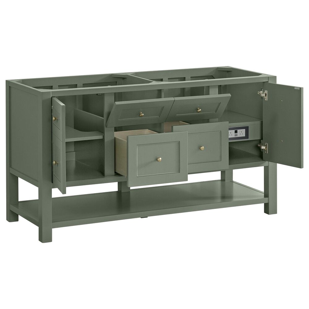 James Martin Vanities Breckenridge 60&quot; Double Bathroom Vanity in Smokey Celadon with 3 cm Ethereal Noctis Quartz Top and Rectangular Sinks, , large
