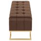 LumiSource Midas Storage Bench with Brown Velvet Cushion in Gold, , large