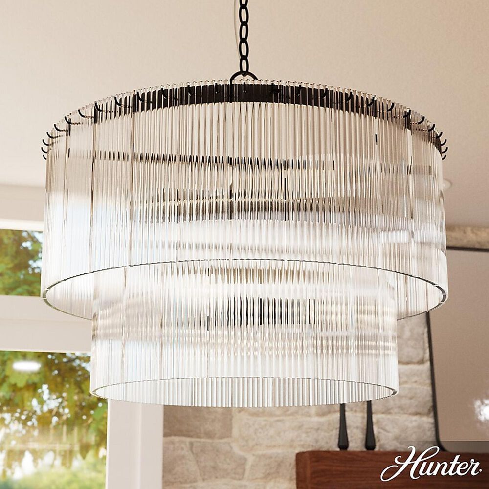 Hunter Ontario Jasmine Roth 6-Light Chandelier in Matte Black, , large
