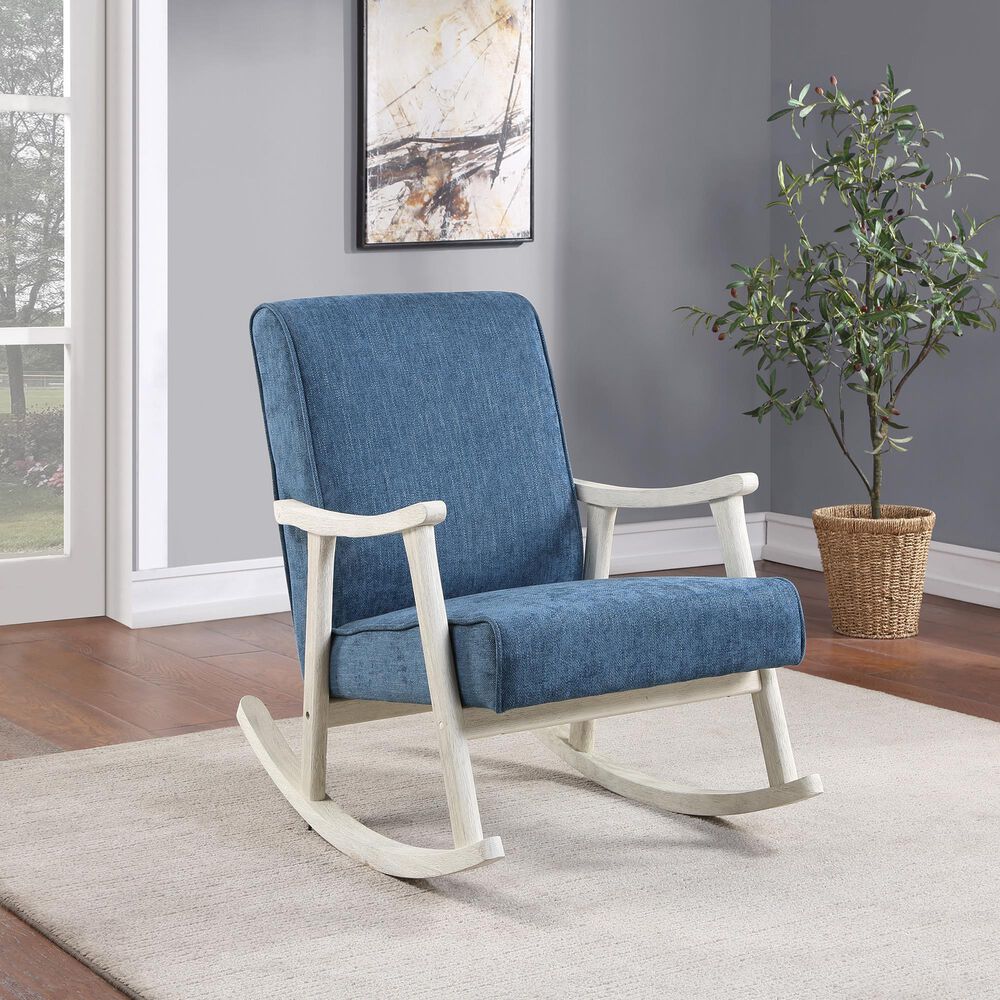 OSP Home Gainborough Rocker with Antique White Frame in Navy, , large