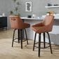 LumiSource Hannah Swivel Counter Stool with Camel Faux Leather Upholstery in Walnut and Black (Set of 2), , large