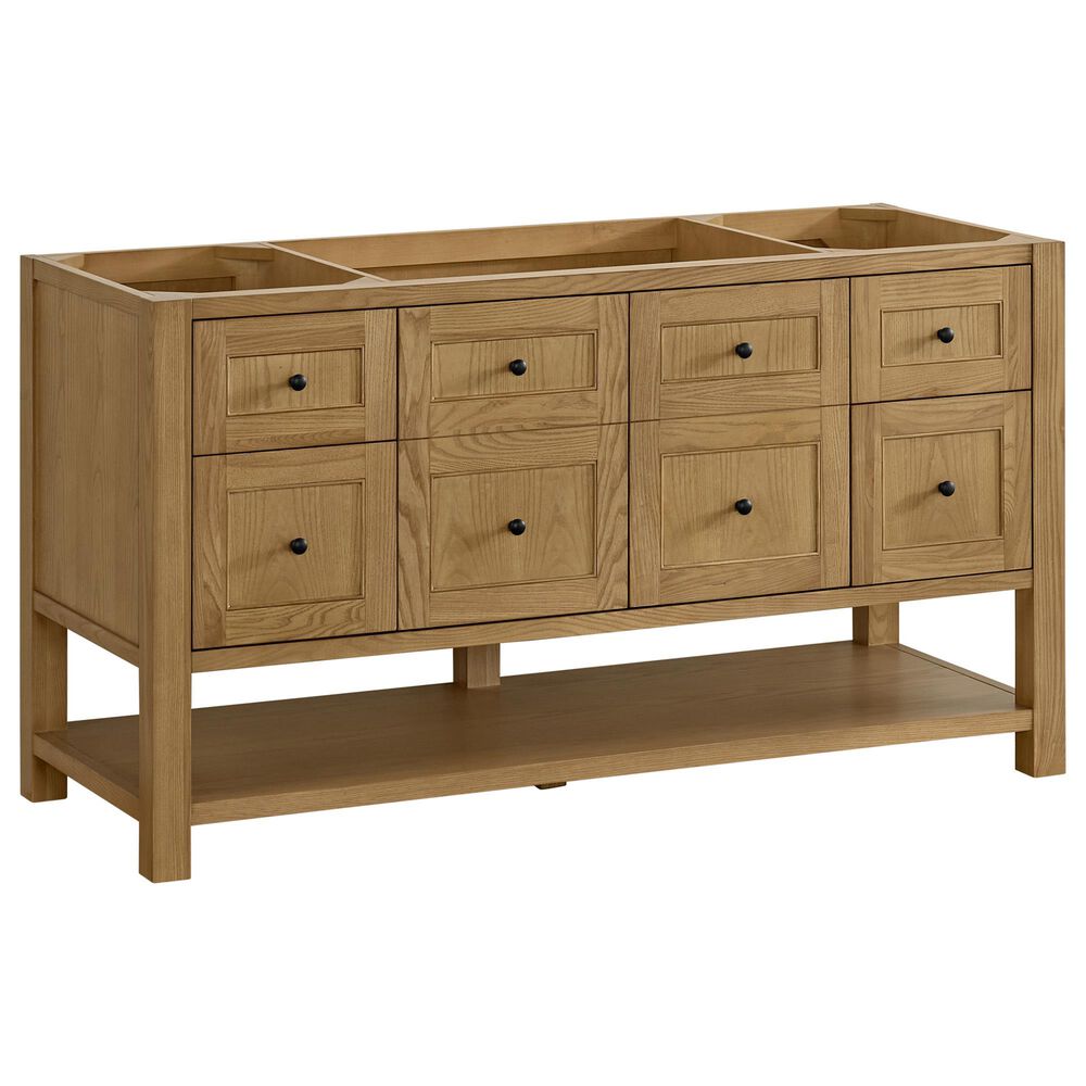 James Martin Vanities Breckenridge 60&quot; Single Bathroom Vanity in Light Natural Oak with 3 cm Parisien Bleu Quartz Top and Rectangular Sink, , large