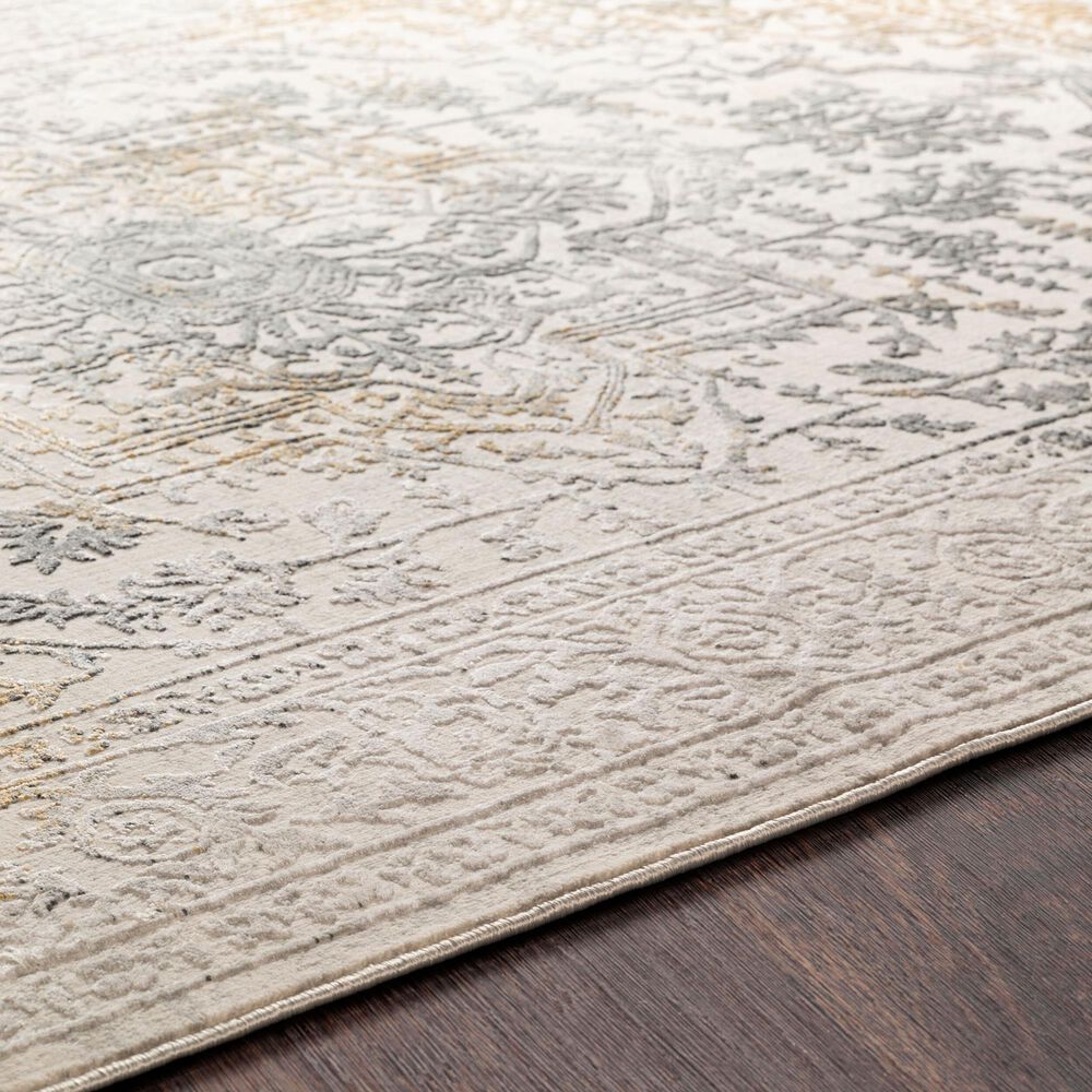 Surya Aisha Charcoal, Gray, Mustard and Light Gray 6&#39;7&quot; x 9&#39;6&quot; Area Rug, , large