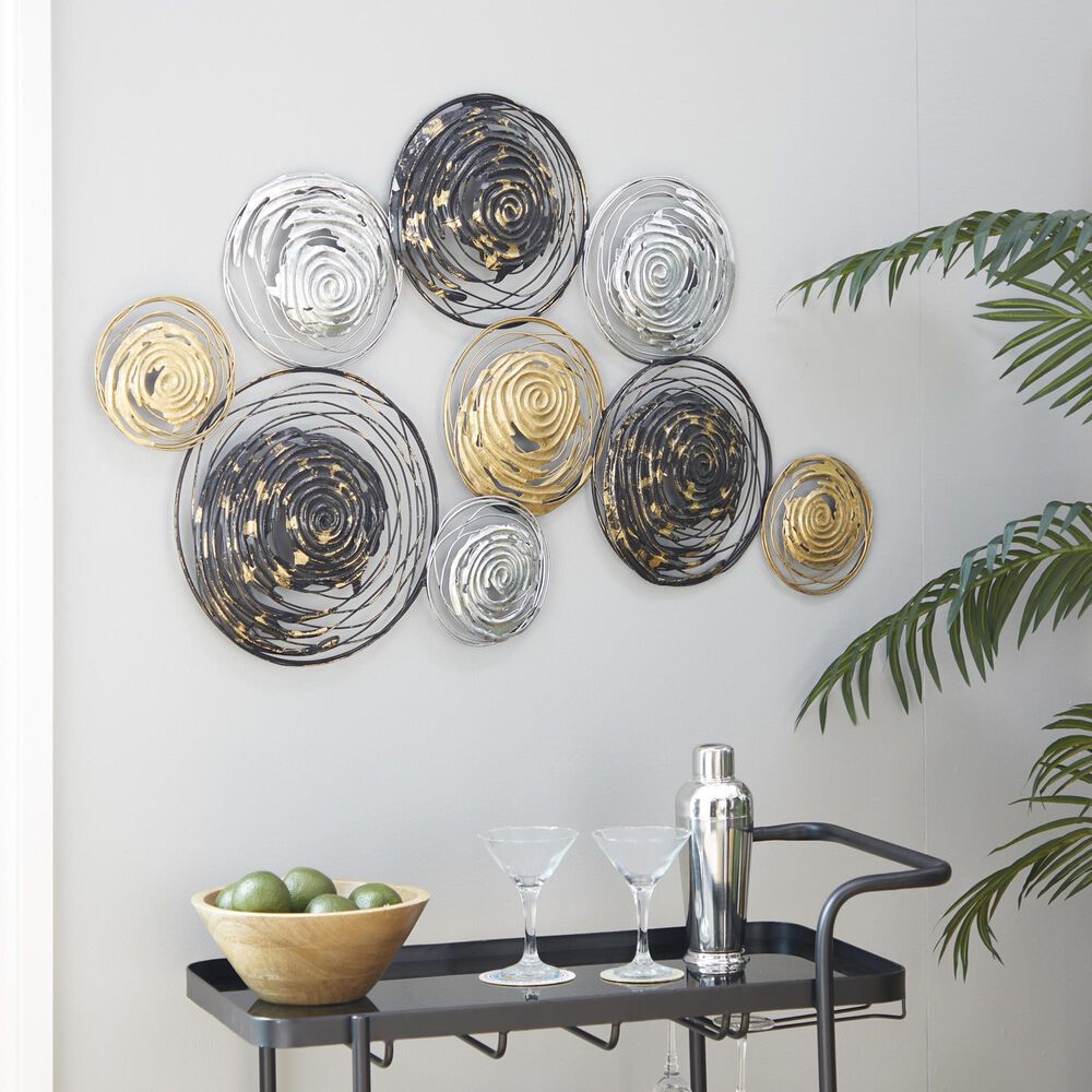 Maple and Jade 27&quot; x 42&quot; Abstract Wall Decor in Gold, Silver and Black, , large