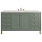 James Martin Vanities Chicago 60" Single Bathroom Vanity in Smokey Celadon with 3 cm Eternal Jasmine Pearl Quartz Top, Rectangular Sink and FreePower Wireless Charger, , large