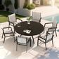Hearth and Haven Outdoor 53" Round Dining Table with Umbrella Hole in Black - Table Only, , large