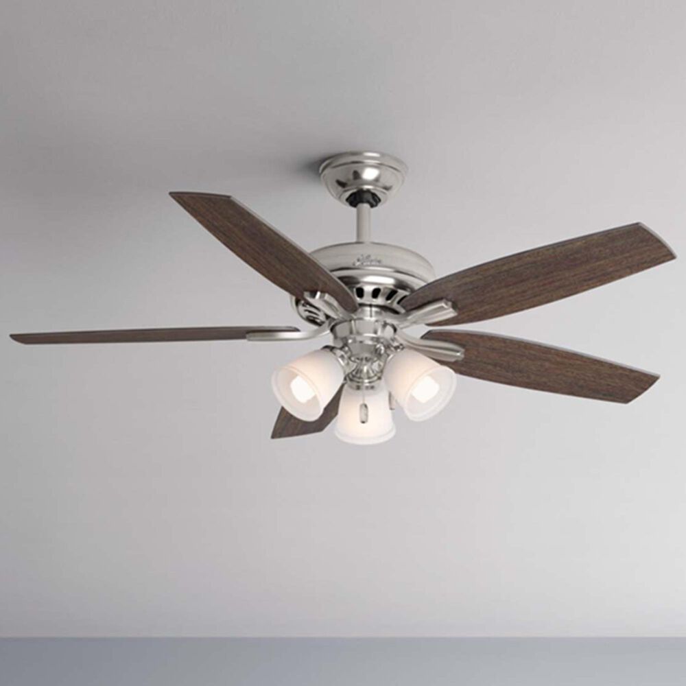 Hunter Newsome 52&quot; Ceiling Fan with 3 Lights in Brushed Nickel, , large