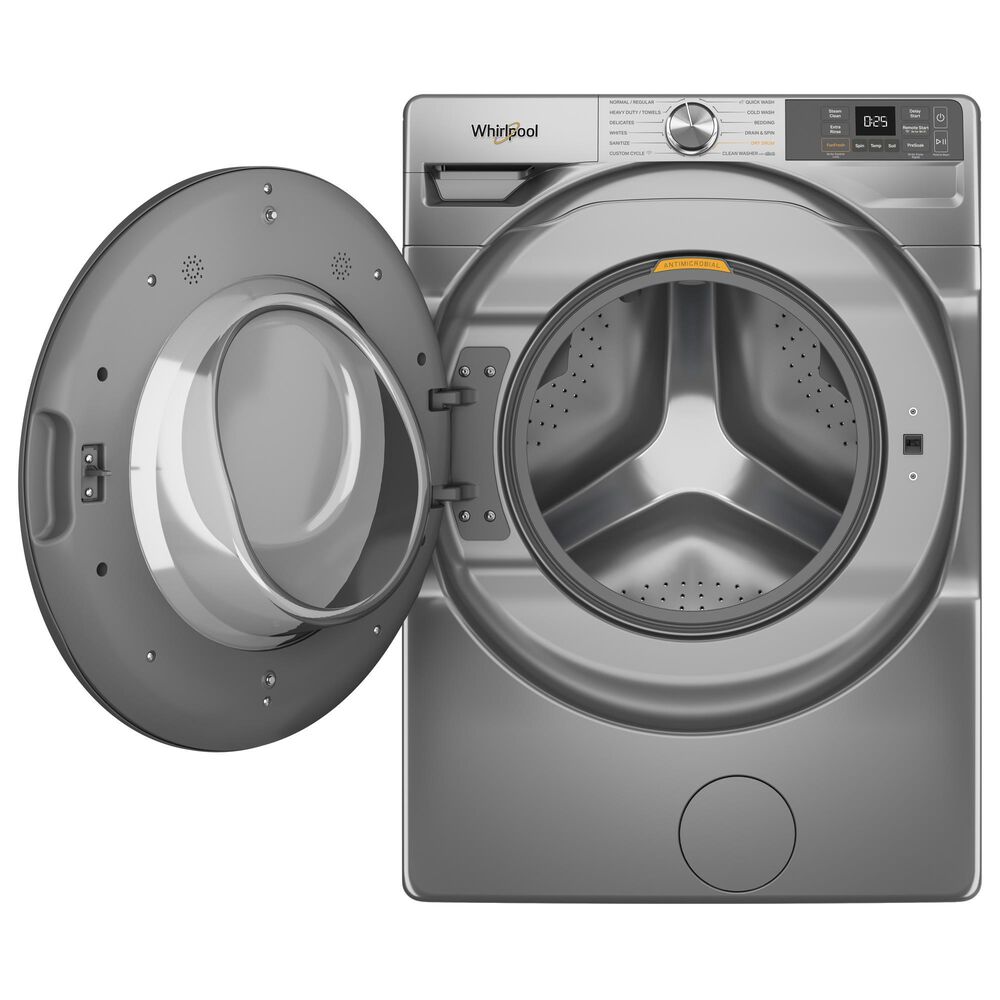 Whirlpool 4.5 Cu. Ft. Smart Front Load Washer and 7.4 Cu. Ft. Smart Gas Dryer Laundry Pair in Radiant Silver, , large