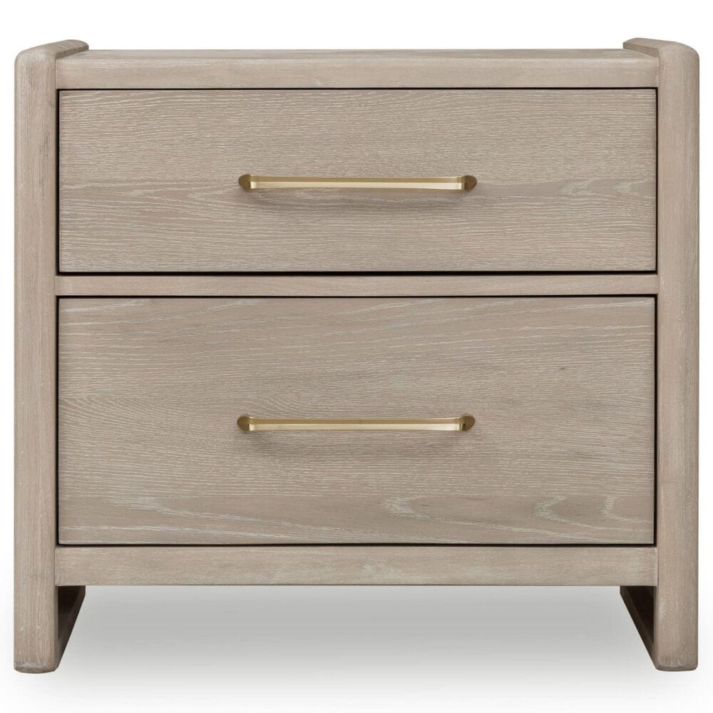 Urban Home Gardenia 2-Drawer Oak Wood Nightstand in Chai, , large