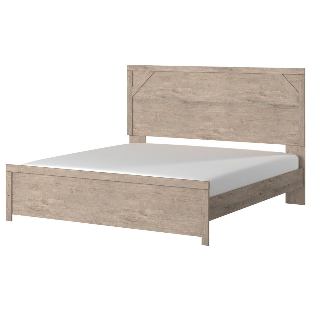Ashley Senniberg 3-Piece King Panel Bedroom Set in Light Brown and White, , large