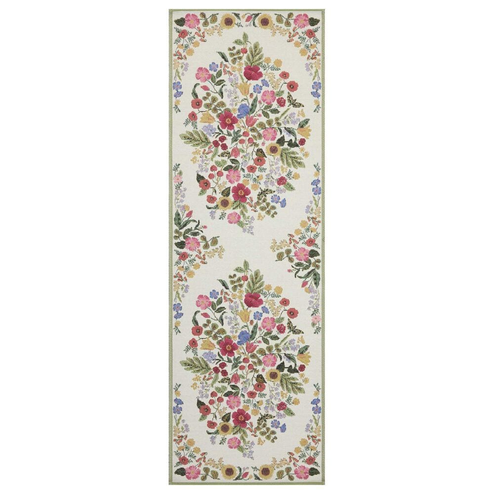 Rifle Paper Co. x Loloi Perennial Blossom 2"5" x 7"8" Cream Runner, , large