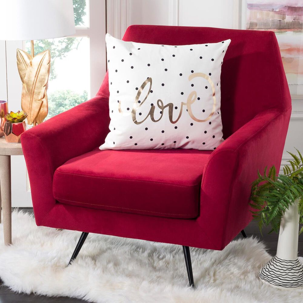 Safavieh Spotted Love Pillow in Gold/Black/White, , large