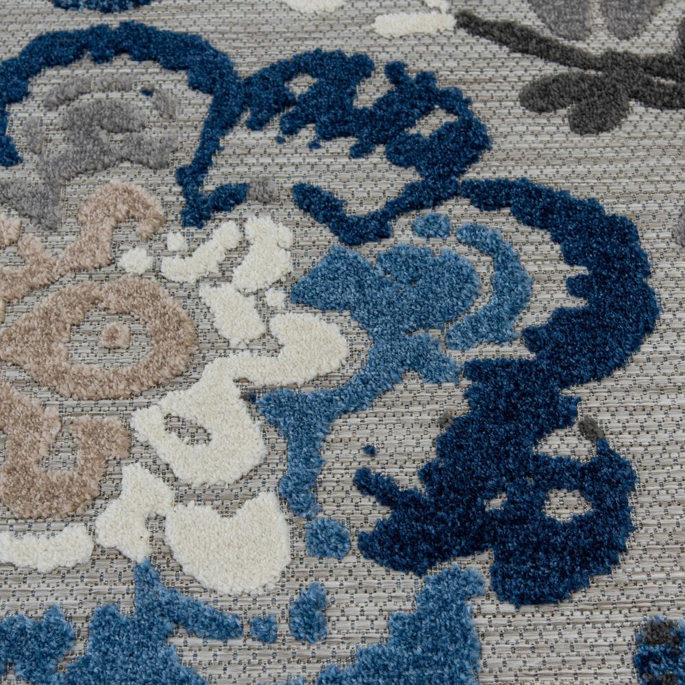 Central Oriental Fontana Pakuna 5&#39;3&quot; x 7&#39; Gray and Blue Area Rug, , large