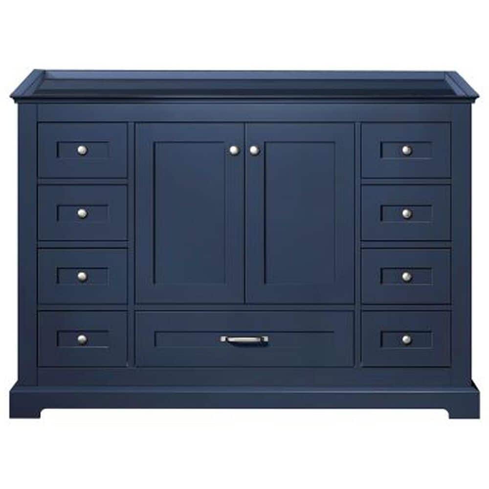 Lexora Home Dukes 48&quot; Single Bathroom Vanity in Navy Blue with 2 cm White Cultured Marble Top and Rectangular Sink, , large