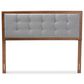 Baxton Studio Sarine King Panel Headboard with Light Grey Upholstered in Walnut Brown, , large
