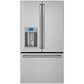 Cafe 27.8 Cu. Ft. French Door Refrigerator Energy Star with Hot Water Dispenser in Stainless Steel and Brushed Stainless Handles, , large