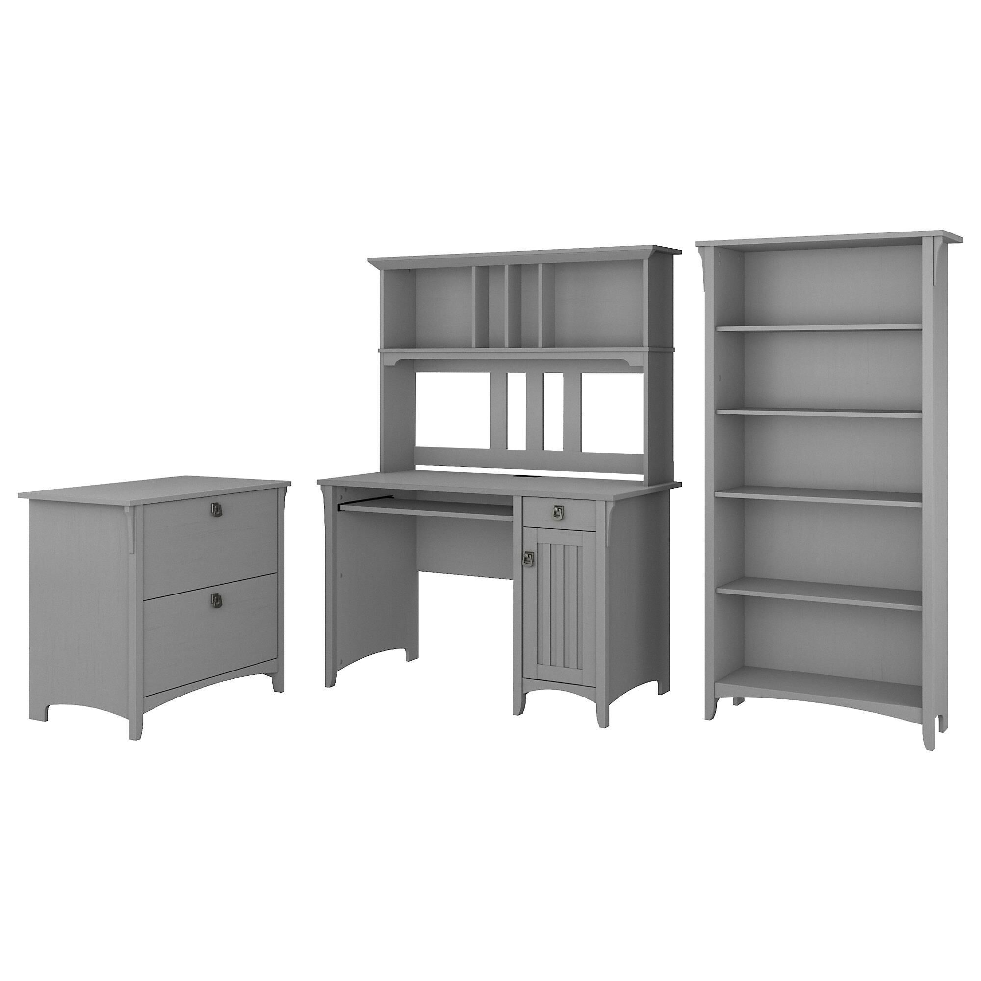 Bush Modern Farmhouse Salinas 3 Piece Office Desk Set in Cape