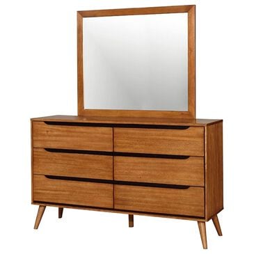 Furniture of America Lennart 6-Drawer Dresser and Mirror in Oak, , large