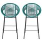 Hearth and Haven Ferrara Outdoor Faux Wicker Barstool in Teal (Set of 2), , large