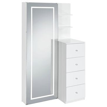 Mayberry Hill Vancouver Floor Mirror with Storage in White, , large
