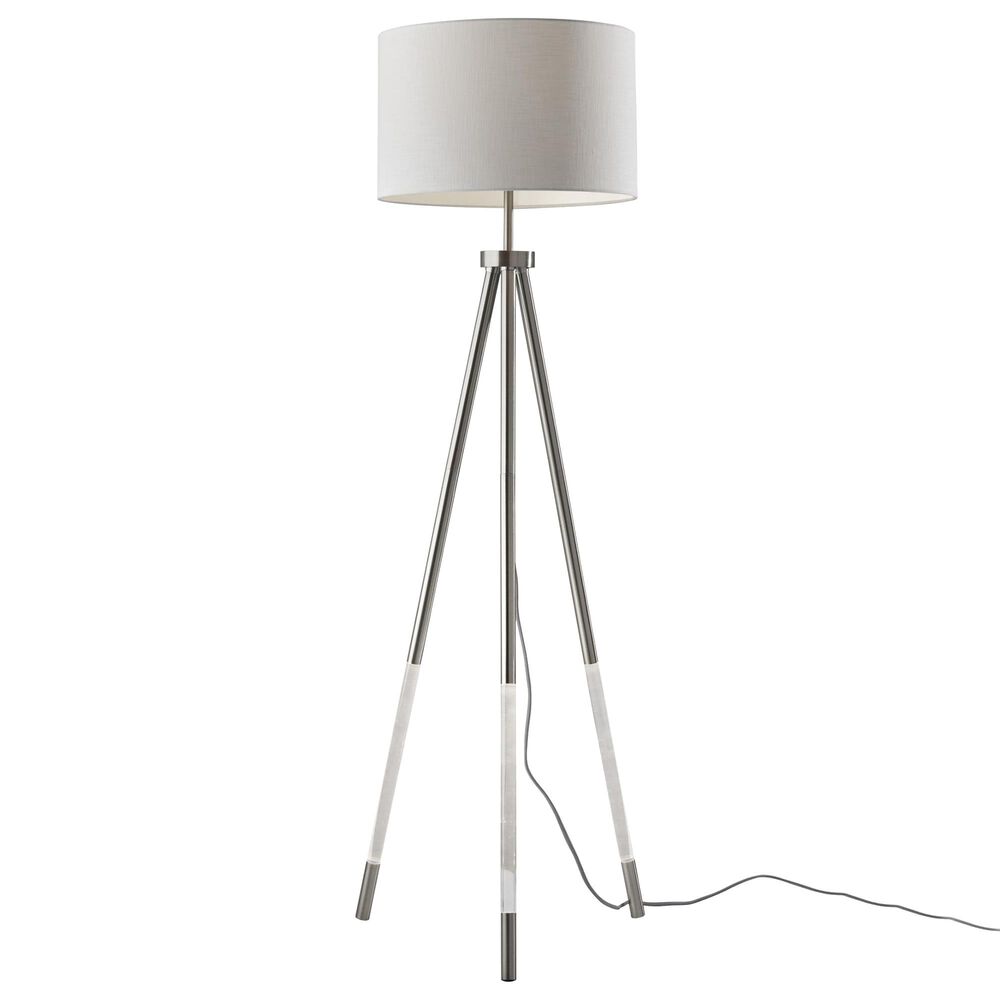 Adesso Della Nightlight Floor Lamp in Brushed Steel and Clear, , large