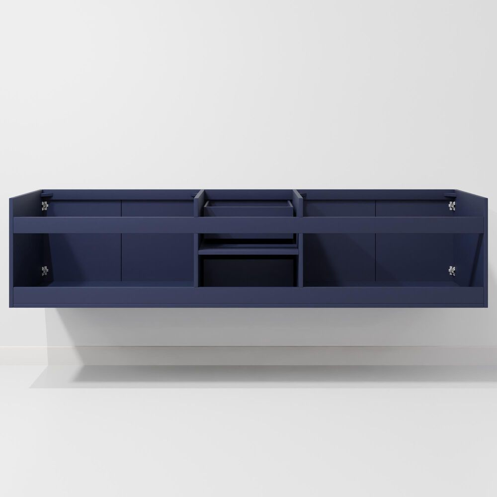 Lexora Home Geneva 80" Double Bathroom Vanity in Navy Blue with 2 cm White Quartz Top and Rectangular Sinks, , large