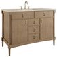 James Martin Kinnsden 48" Single Bathroom Vanity in Weathered Oak with 3 cm Tajnar Eclos Top, Rectangular Sink and FreePower Wireless Charger, , large