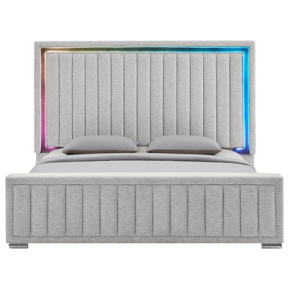Modern Market Elias King Upholstered Bed with Speakers and LED Lighting, , large