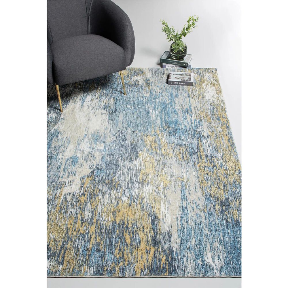 Kas Oriental Rugs Roxy Mirage 7&#39;6&quot; x 10&#39; Blue and Gold Area Rug, , large