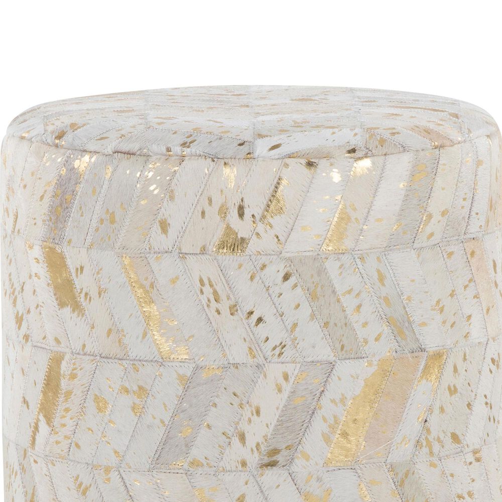 LumiSource Oro 18" Ottoman in Ivory and Gold, , large