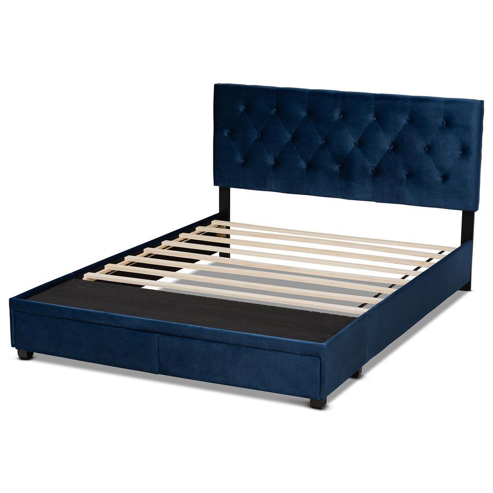 Baxton Studio Caronia Queen Upholstered Storage Bed in Navy Blue, , large