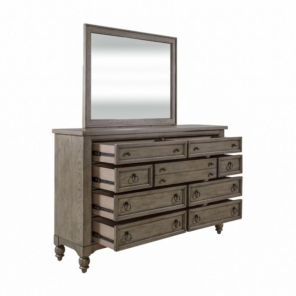 Belle Furnishings Americana Farmhouse 3 Piece King Sleigh Bedroom Set in Dusty Taupe and Black, , large