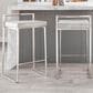 LumiSource Fuji 30" Stacker Bar Stool with Light Grey Cowboy Upholstery in Stainless Steel (Set of 2), , large