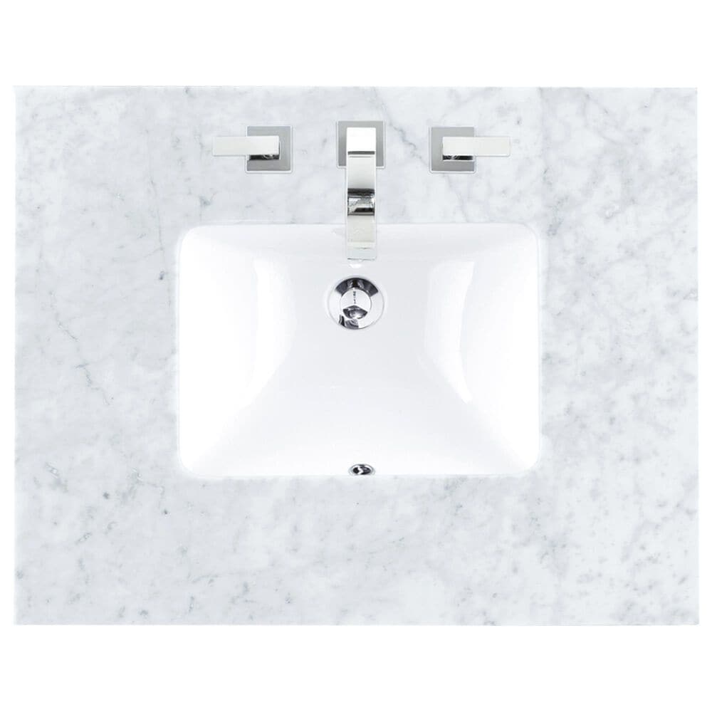 James Martin Vanities Brittany 30&quot; Single Bathroom Vanity in Victory Blue with 3 cm Carrara White Marble Top and Rectangle Sink, , large